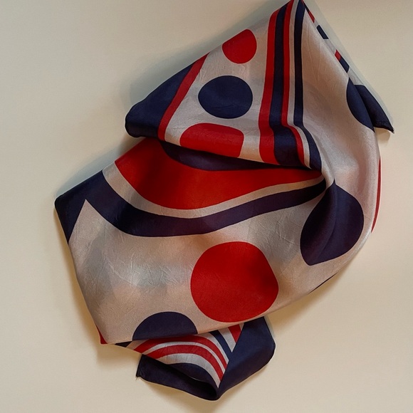 Vintage Set of Blue, Red, and White Scarves - Picture 5 of 11